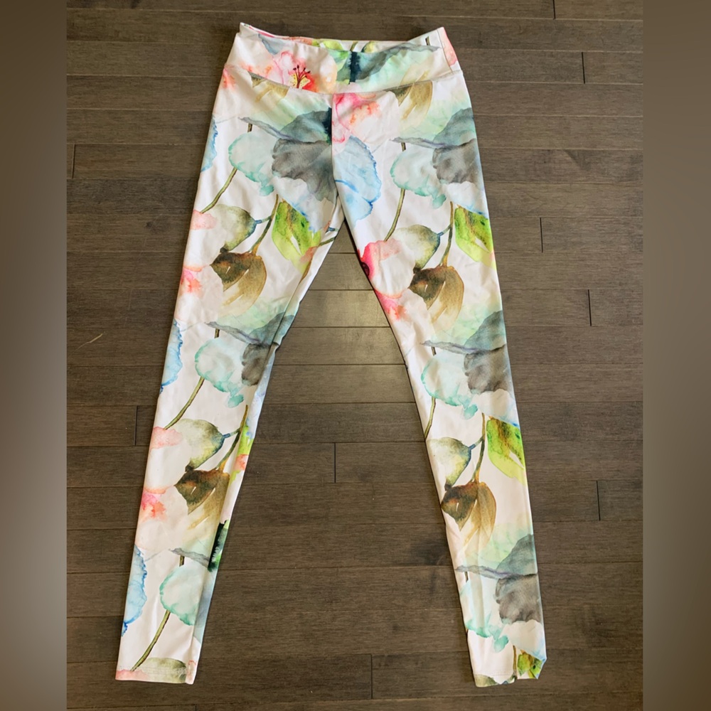 Jala Multicoloured Floral Watercolour Yoga Leggings Women’s M